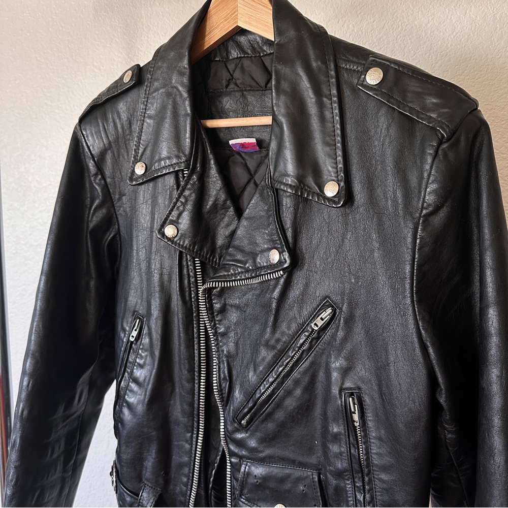 VINTAGE Branded Garments PREMIUM Leather Motorcycle Jacket, SIZE 36